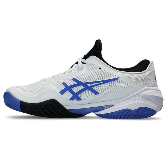 ASICS Men\'s Court FlyteFoam 3 Tennis Shoe, 8.5 US, White/Sapphire